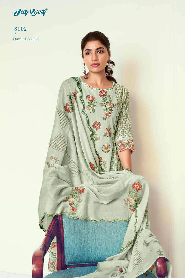 Sea Green Pure Cotton Fabric Ethereal Harmony Designer Straight Cut Salwar Suit