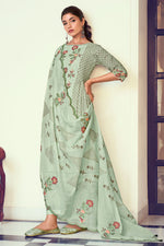 Load image into Gallery viewer, Sea Green Pure Cotton Fabric Ethereal Harmony Designer Straight Cut Salwar Suit