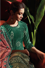Load image into Gallery viewer, Gorgeous Pure Muga Silk Green Batik Printed Salwar Suit