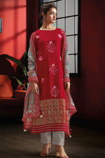 Load image into Gallery viewer, Elegant Pure Muga Silk Red Batik Printed Salwar Suit