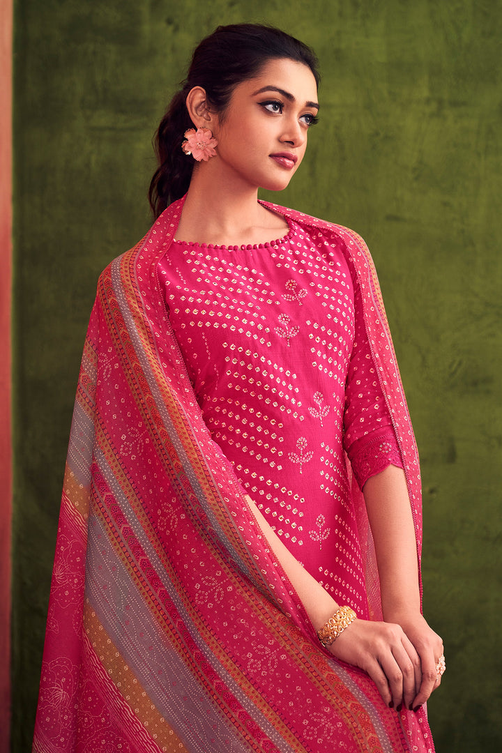 Rani Color Pure Muslin Silk Gold Lining Digital Print Daily Wear Long Straight Cut Salwar Kameez