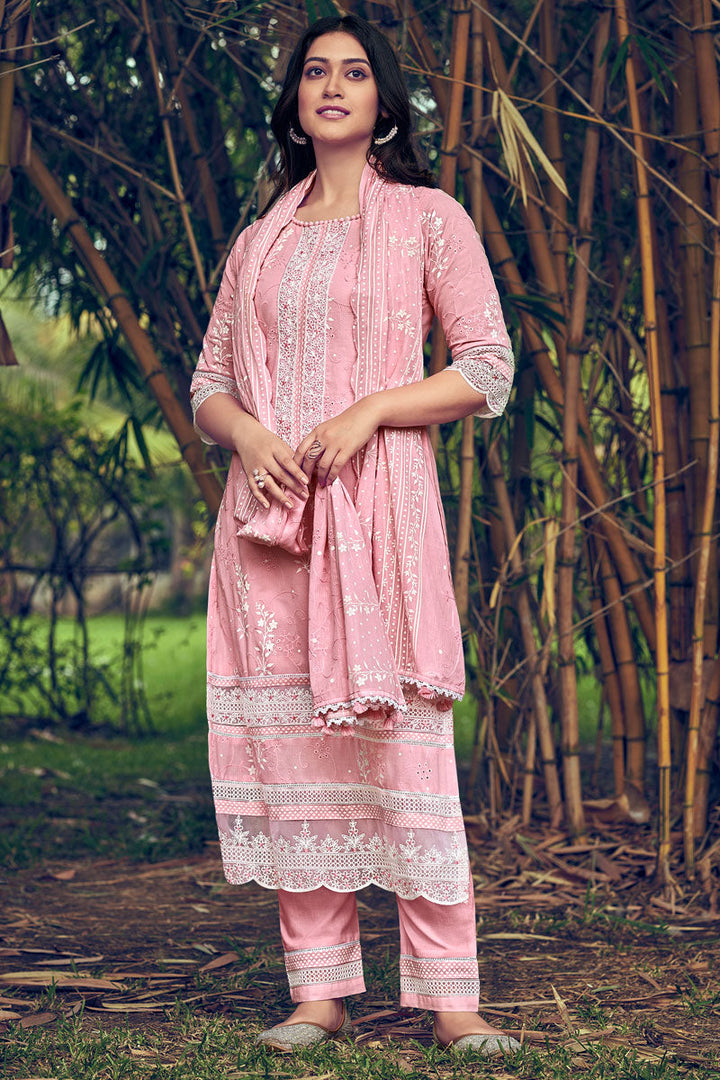 Designer Straight Cut Salwar Suit With Embroidery And Print