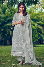 Load image into Gallery viewer, Designer Salwar Suit With Embroidery And Print Patti