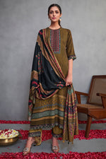 Load image into Gallery viewer, Brown Color Pure Pashmina Digital Print Salwar Suit
