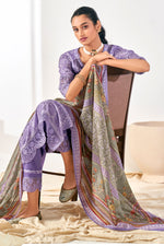 Load image into Gallery viewer, Lavender Color Pure Moga Silk Digital Print Long Straight Cut Salwar Kameez