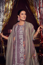 Load image into Gallery viewer, Pure Moga Silk Embroidery Work Lavender Color Salwar Kameez