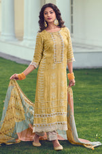 Load image into Gallery viewer, Yellow Pure Moga Silk Ethereal Elegance Batik Print Salwar Suit