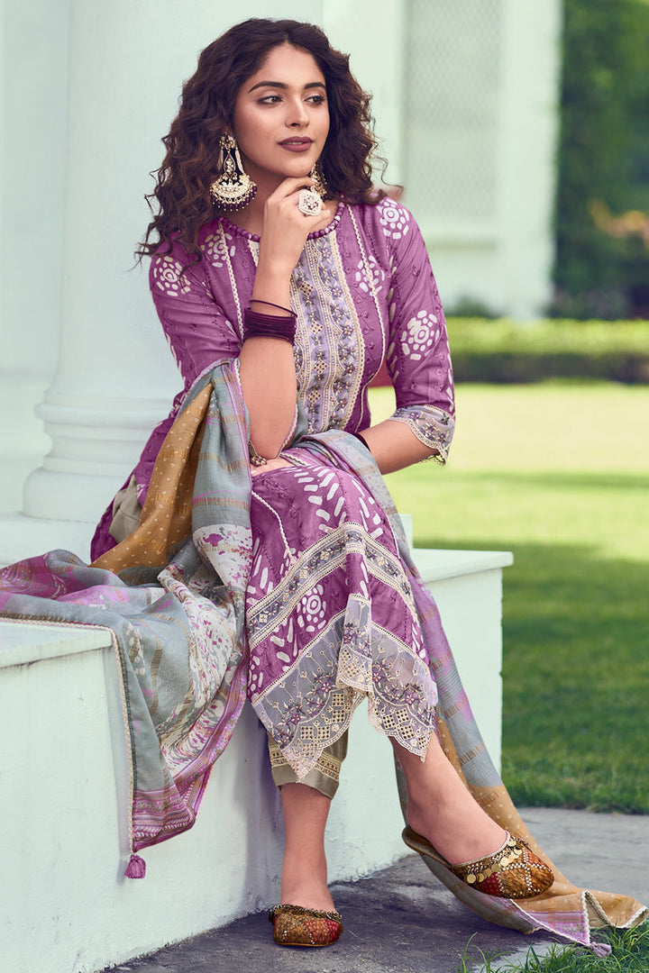 Purple Ethereal Elegance Designer Silk Salwar Suit Set