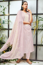 Load image into Gallery viewer, Pure Cotton Khadi Block Print Straight Cut Suit In Lavender Color