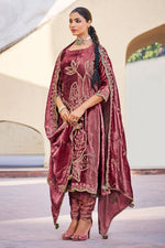 Load image into Gallery viewer, Embroidered Maroon Color Designer Salwar Suit In Pure Viscose Velvet Fabric