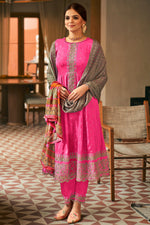 Load image into Gallery viewer, Rani Color Pure Russian Silk Gold Print Party Wear Designer Anarkali Style Salwar Kameez