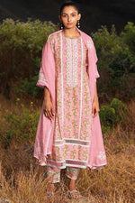 Load image into Gallery viewer, Light pink pure cotton block printed unstitched salwar suit set