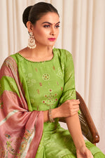 Load image into Gallery viewer, Pure Muslin Silk Digital Print Green Color Salwar Kameez
