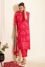 Load image into Gallery viewer, Pure Muslin Silk Digital Print Salwar Kameez In Red Color