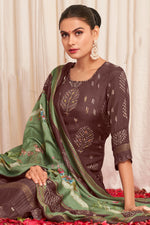 Load image into Gallery viewer, Brown Color Pure Muslin Silk Digital Print Casual Salwar Kameez