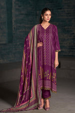 Load image into Gallery viewer, Purple Color Pure Pashmina Digital Print Straight Cut Suit