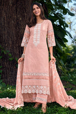 Load image into Gallery viewer, Peach color Pure Cotton Khadi Block Print Salwar Suit With Embroidery