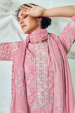 Load image into Gallery viewer, Pure Cotton Khadi Block Print Pink Color Long Straight Cut Salwar Kameez