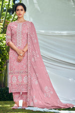 Load image into Gallery viewer, Pure Cotton Khadi Block Print Pink Color Long Straight Cut Salwar Kameez