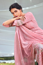 Load image into Gallery viewer, Pure Cotton Khadi Block Print Pink Long Straight Cut Salwar Kameez
