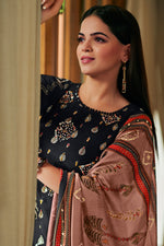 Load image into Gallery viewer, Black Color Pure Moga Silk Jacquard And Batik Placement Print Function Wear Fancy Salwar Kameez