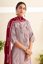 Load image into Gallery viewer, Pink Pure South Cotton Lining Long Straight Cut Salwar Suit With Fancy Embroidery Work