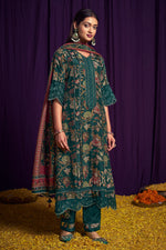 Load image into Gallery viewer, Pure Bemberg Silk Digital Print Function Wear Green Color Salwar Kameez