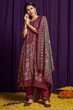Load image into Gallery viewer, Maroon Color Festive Wear Pure Bemberg Silk Digital Print Salwar Suit