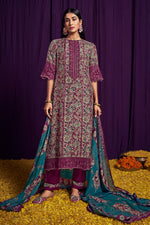 Load image into Gallery viewer, Pure Bemberg Silk Digital Print Magenta Color Festive Wear Stylish Suit