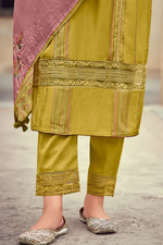Load image into Gallery viewer, Super Pure Muga Silk Green Printed Salwar Suit