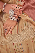 Load image into Gallery viewer, Magnificent Pure Muga Silk Beige Printed Salwar Suit